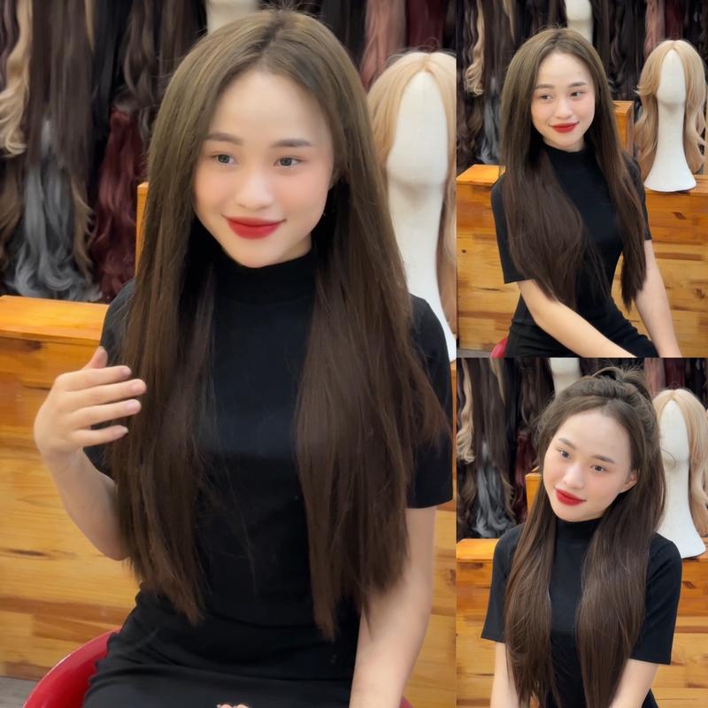 ku11 tóc giả kẹp chữ u dài thẳng mượt 60-65cm Women Wig Women Wig Nữ