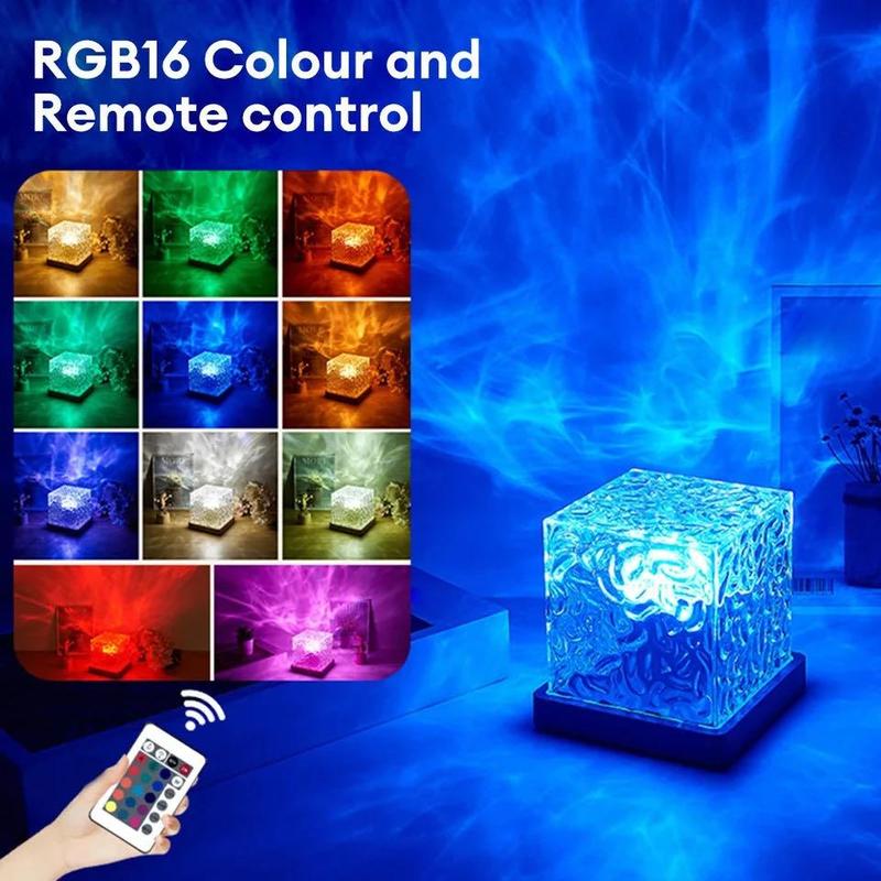 Dynamic Rotating Water Ripple Projector Night Lights (1 Piece), USB Powered Clear Acryl Night Lamp, Room Lights for Living Room Study, LED Lights for Bedroom, Decorative Light for Home