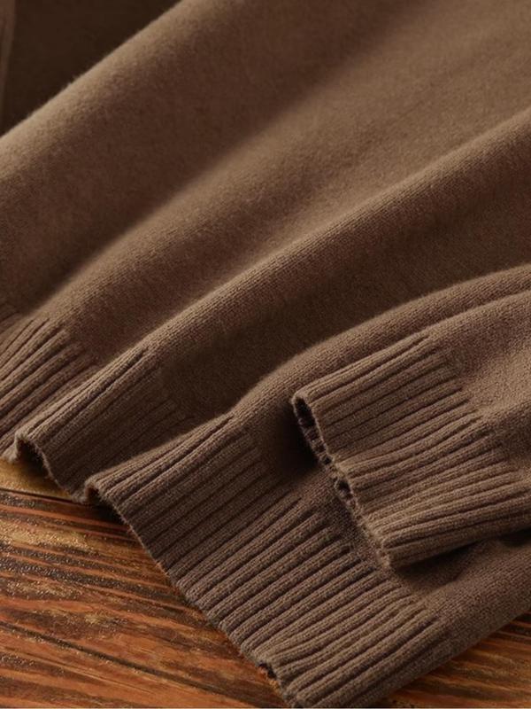 Men's Solid Color Half Button Drop Shoulder Sweater, Loose Casual Long Sleeve Round Neck Jumper for Fall & Winter, Men's Knitwear for Daily Wear 4