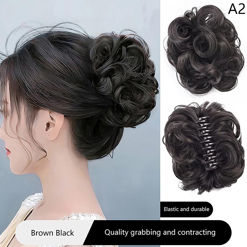 Búi Tóc Tóc Tổng Hợp, Tóc Giả Xoăn Bẩn Như Thật, Kẹp Nắm Nụ Hoa, Đàn Hồi, Dành Cho Phụ Nữ, Mảnh Tóc Giả, Làm Bằng Lụa Chịu Nhiệt Độ Cao 8