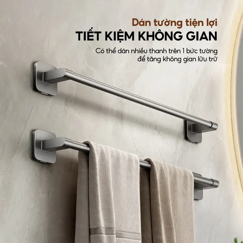 Thanh treo khăn nhà tắm nhà bếp dán tường LAVAR Chịu lực 20kg kèm miếng dán dính chắc chắn 5