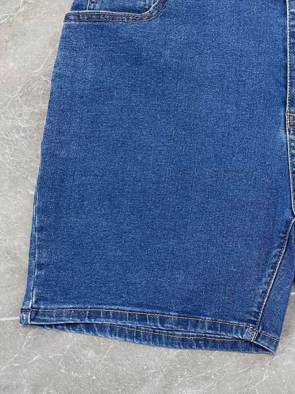 【Plus Size】Solid Color Denim Shorts, Casual Comfy Button Fly Skinny Shorts for Daily Wear, Women's Bottoms for All Seasons 6