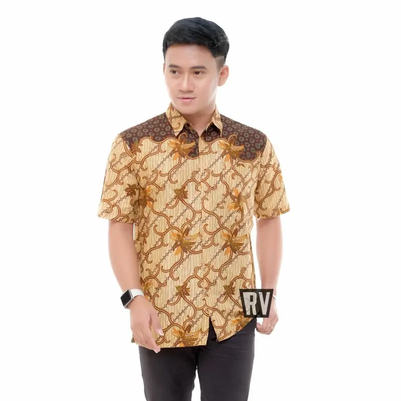 Termurah Hem batik katun nyaman pria lengan pendek - baju batik seragam kantor bahan halus murah motif mewah Pekalongan _HPE .06A 6