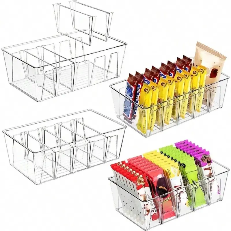 Food Storage Box with Removable Divider, 1 Count Kitchen Refrigerator Food Storage Container, Household Kitchen Organizer, Utensils 1