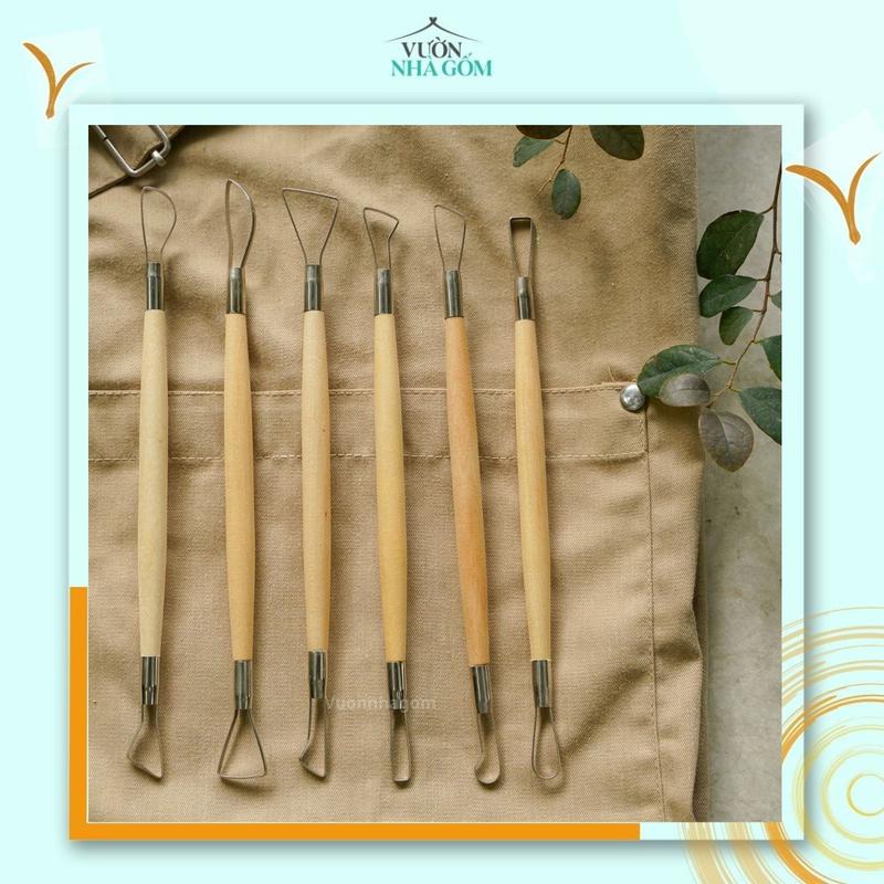 Set 6 dụng cụ làm gốm bán chuyên, dụng cụ tạo hình đất set- Vườn Nhà Gốm 1