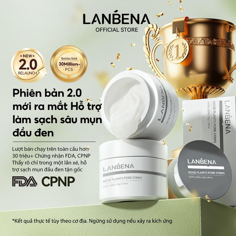 【Lanbena】Mặt Nạ Loại Bỏ Mụn Đầu Đen LANBENA, Phiên Bản Nâng Cấp 2.0, 60 CÁI Dải Mũi, Mặt Nạ Lột, Sữa Rửa Mặt Làm Sạch Mụn Đầu Trắng Lỗ Chân Lông, Làm Sạch Sâu, Thích Hợp Cho Mọi Loại Da, 30g, Hàng Mới Về, Skincare