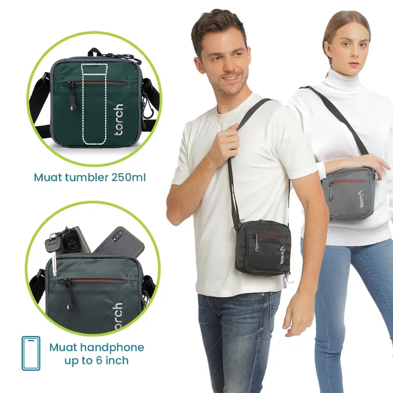 TORCH Shibata 2 Liter Tas Selempang Bahu Pria Wanita Unisex Ringan Anti Air - Sling Bag Travel Pouch Waterproof 3