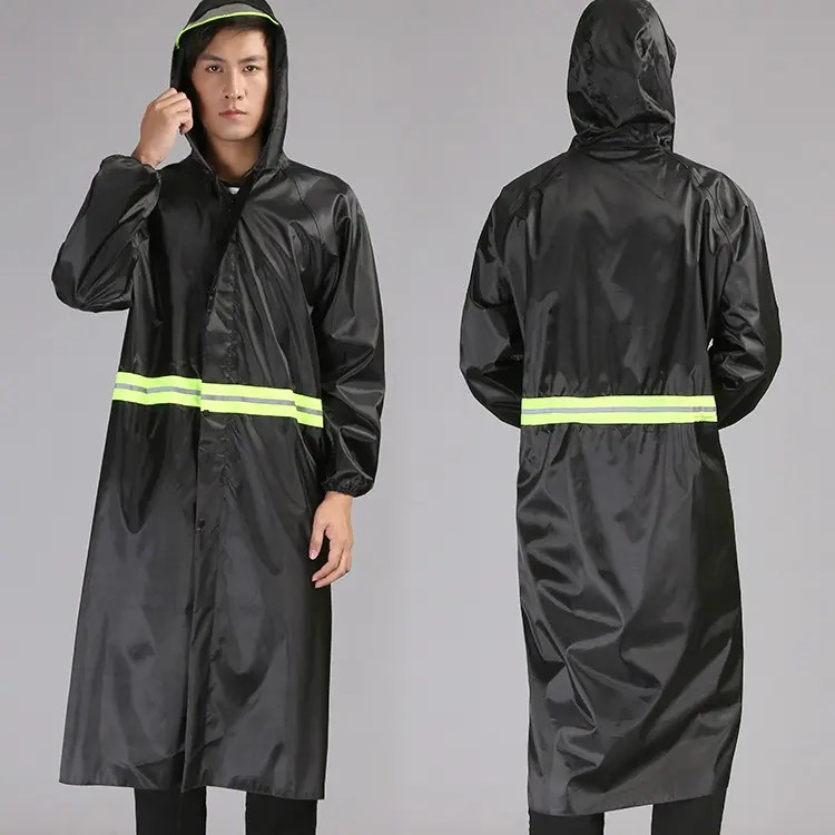 เสื้อกันฝน เสื้อกันฝนมีฮู้ด ตัวเสื้อยาว มีแถบสะท้อนแสง เหมาะสำหรับใส่ขับรถจักรยานยนต์ เสื้อกันฝนผู้ใหญ่ เสื้อกันฝนแบบหนา เสื้อฝน