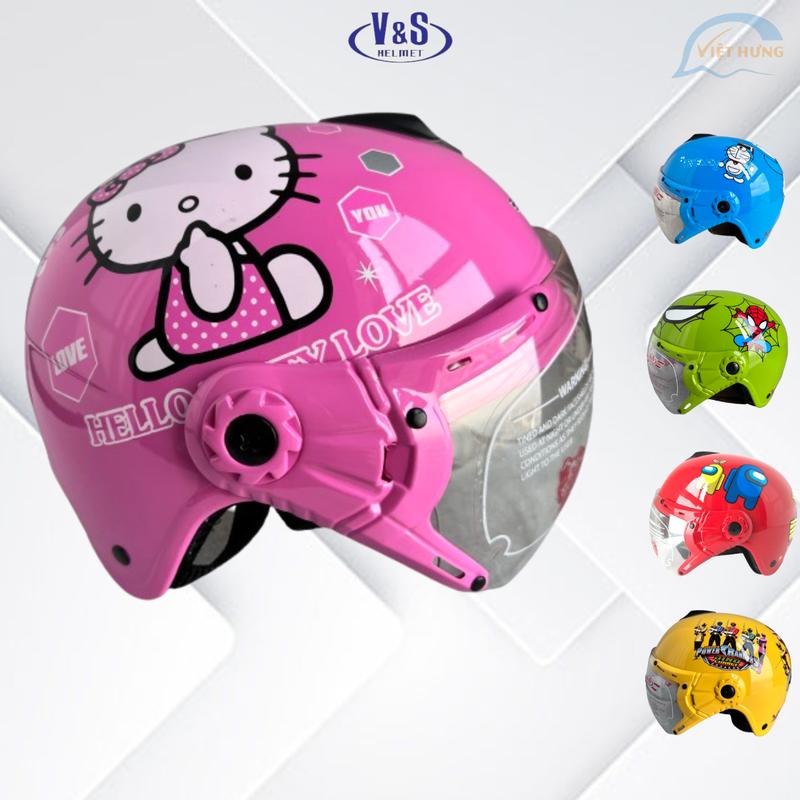  Mũ bảo hiểm trẻ em có kính Hello kitty - Phù hợp với bé từ  2-6 tuổi - Vòng đầu 50-52cm  - Bé nặng dưới 18kg - VS103KS - có nhiều màu 