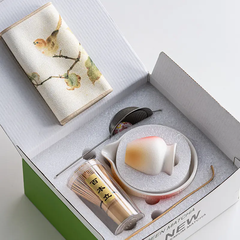 Artcome Japanese Matcha Tea Set, Matcha Bowl with Pouring Spout, Tea Tray, Matcha Whisk, Ceramic Whisk Holder, Matcha Powder Caddy, Handmade Matcha Ceremony Kit for Japanese Tea Ceremony (8Pcs) 3