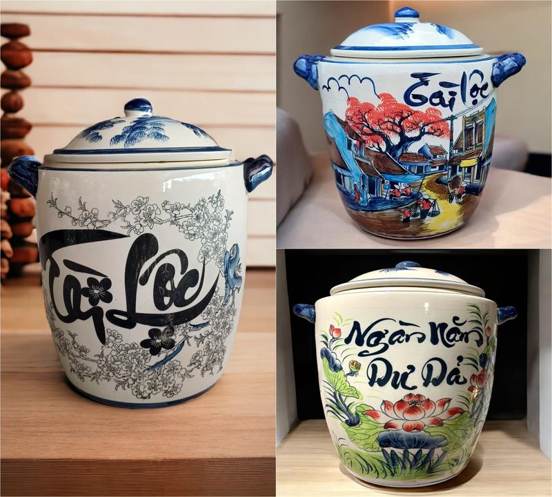 Hũ Đựng Gạo Tài Lộc Chum Đựng Gạo Bằng Sứ Chum Đựng Gạo Phong Thuỷ - Gốm Sứ Bát Tràng