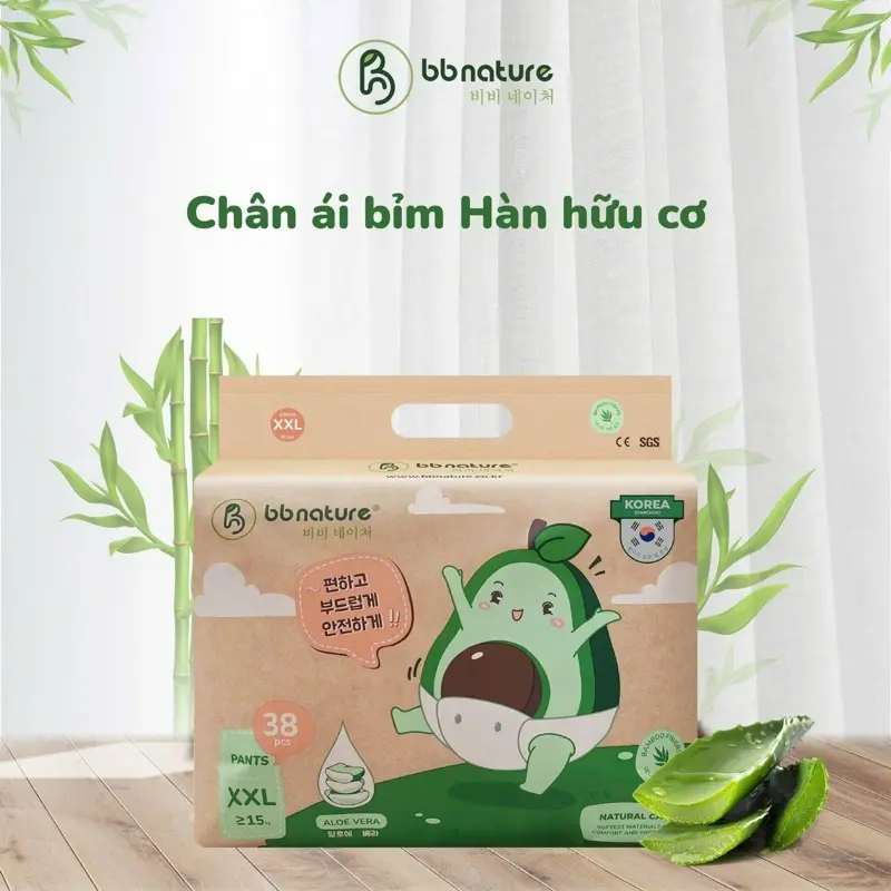 ( Bỉm Mã Cũ Không Kèm Quà ) Tã Bỉm BB NATURE Hàn Quốc Siêu Mỏng, Thấm Hút Tốt Đủ Size Cho Bé Từ 5-25kg 7