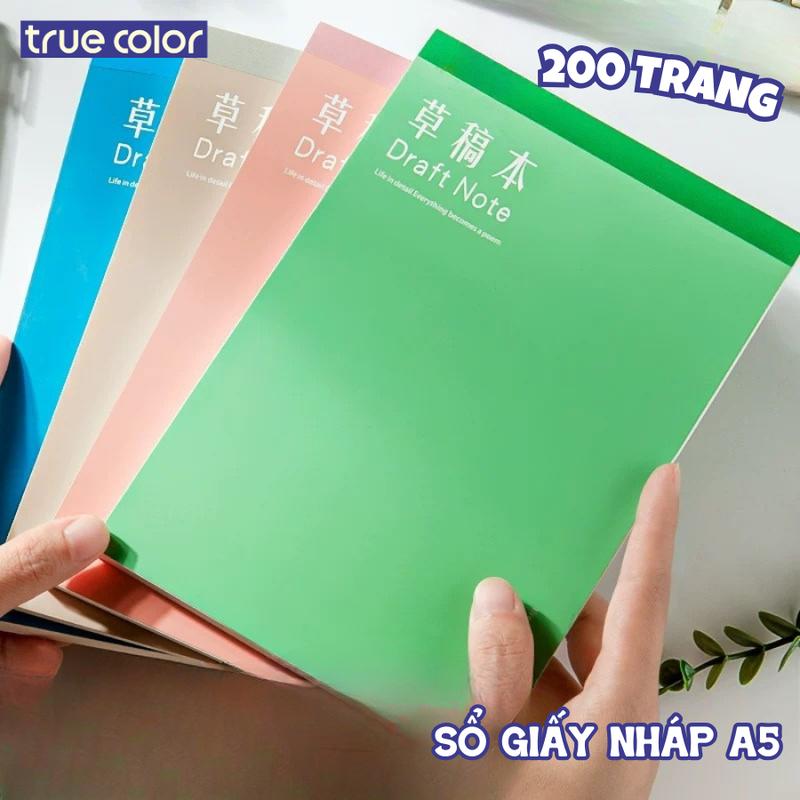 Sổ giấy nháp trắng A5 200 Trang, giấy note ghi chú, sổ tay ghi chú, tốc ký giấy trơn bìa màu, sổ dán gáy, tập sổ tay giấy take note, bản thảo phân vùng dành cho học sinh chuyên dùng thi, giấy tính toán, tập vẽ tiện dụng