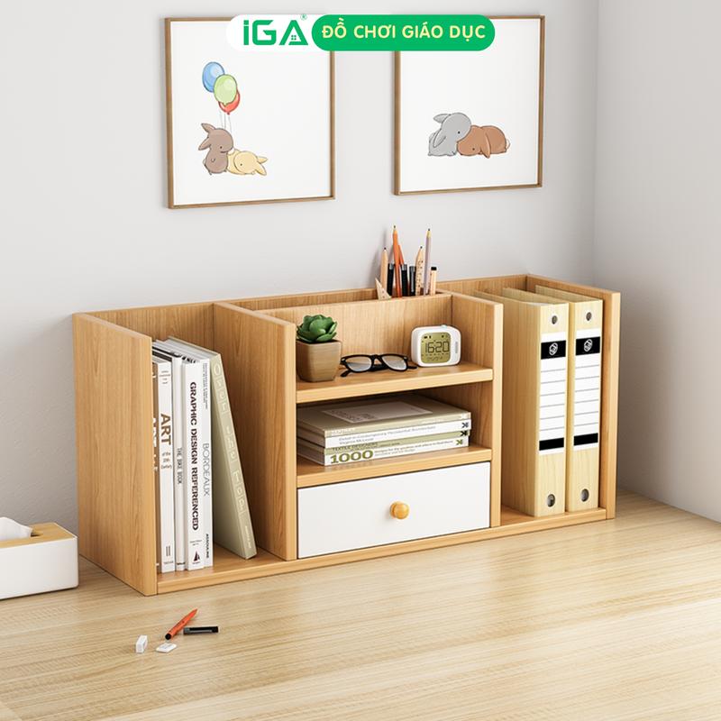 Kệ sách để bàn kệ gỗ đa năng trang trí bàn học bàn làm việc tiết kiệm diện tích IGA - GP258 1