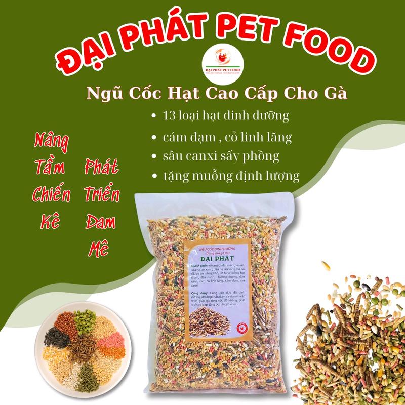 5kg Ngũ cốc loại 1 có sâu sấy cho gà kèm muỗng định lượng thức ăn