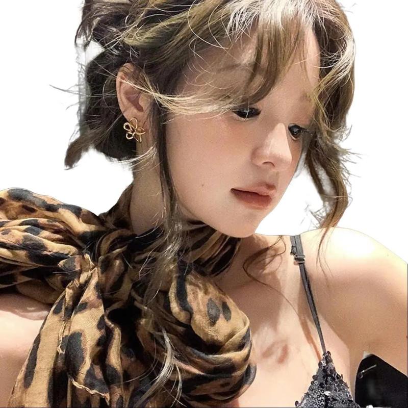 KH41 Khăn lụa voan chất giống khăn xô em bé hoạ tiết da báo siêu đẹp Women Quàng Cổ Hoa Hoa Tai