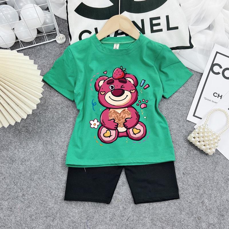 Bộ đồ bé gái-bộ lửng bé gái gấu QL11 chất vải mát thấm hút mồ hôi-mã QL11 Thun Cotton 2