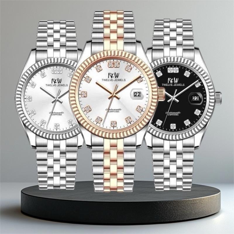 Đồng hồ nam chính hãng Automatic I&W IW893 893G dây thép máy cơ NH35A mặt kính sapphire nguyên khối