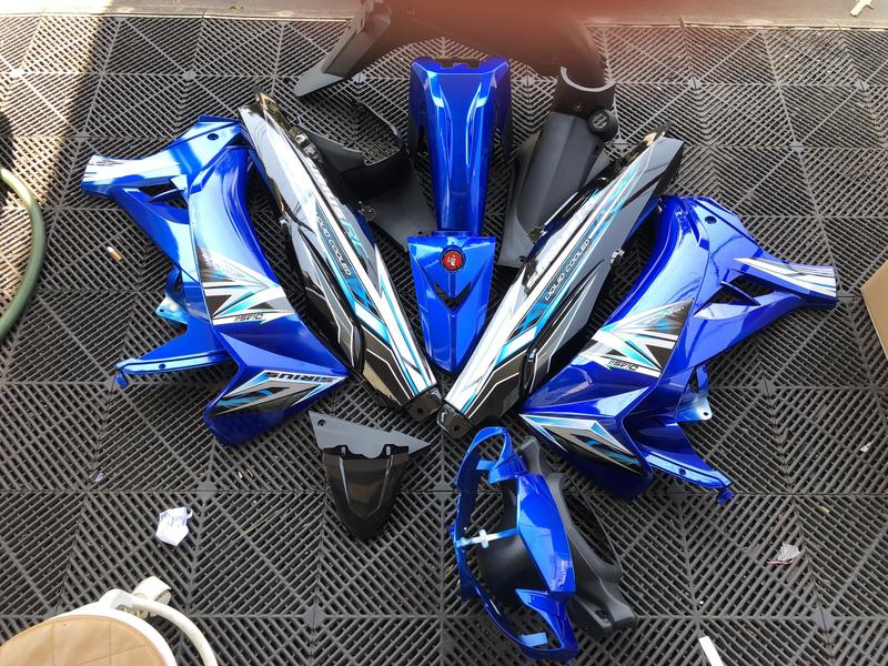 Dàn áo sirius màu xanh kendy phối đen, hàng 1/1 dán sẵn tem, ốp si hello/ dè trước Fi.