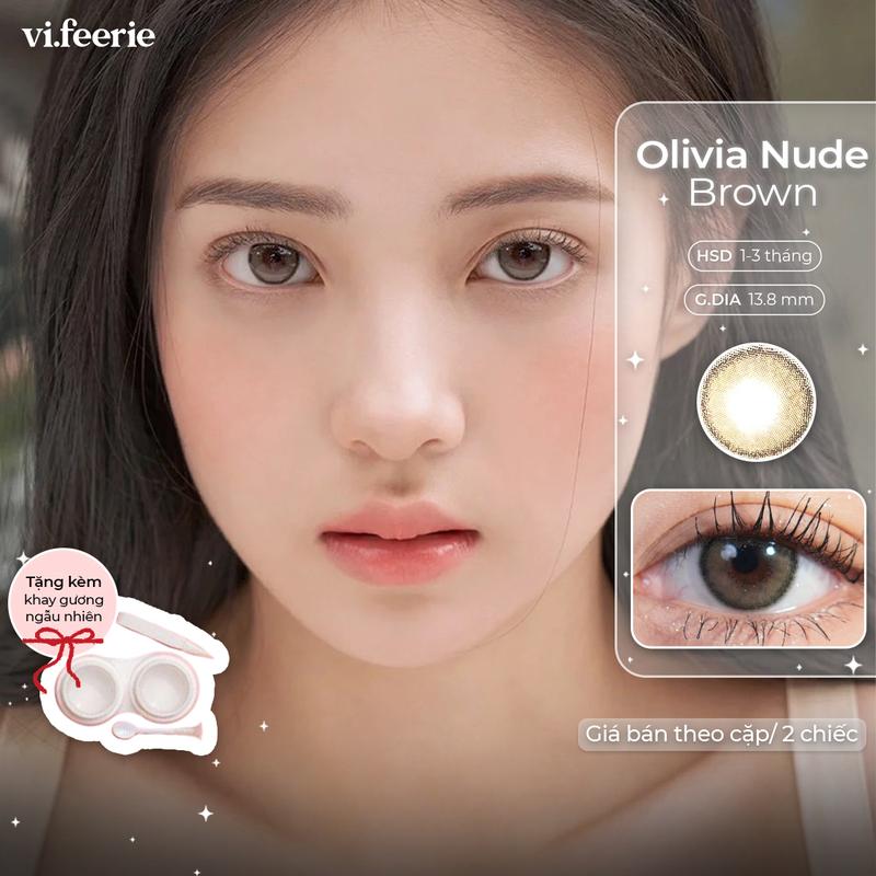  Kính áp tròng - lens nâu tự nhiên áp tròng trong trẻo 1 tháng Olivia Nude Brown @vi.feerielens 