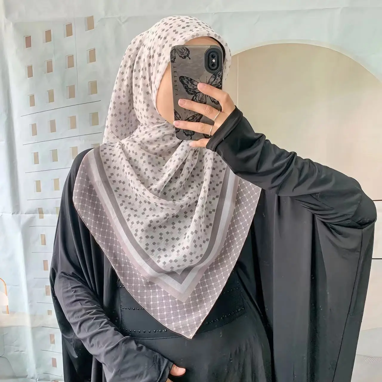 Square Scarf, New Arrival, Made from Cotton Voile Factory, Headband Style, 45 inches Long, Digital Printing, Hijab Scarf, Ready Stock chiffon  hijab kerudung  coklat  kaya  pancoran