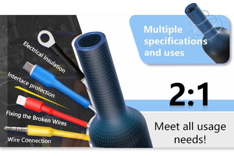 Product Introduction of Spot Goods COD 530-580pcs Heat Shrink Tube 2:1 Thermoresistant Tubing Heat Shrink Wrapping Kit Electrical  Wire Cable Insulation Sleeving 1 Set 5