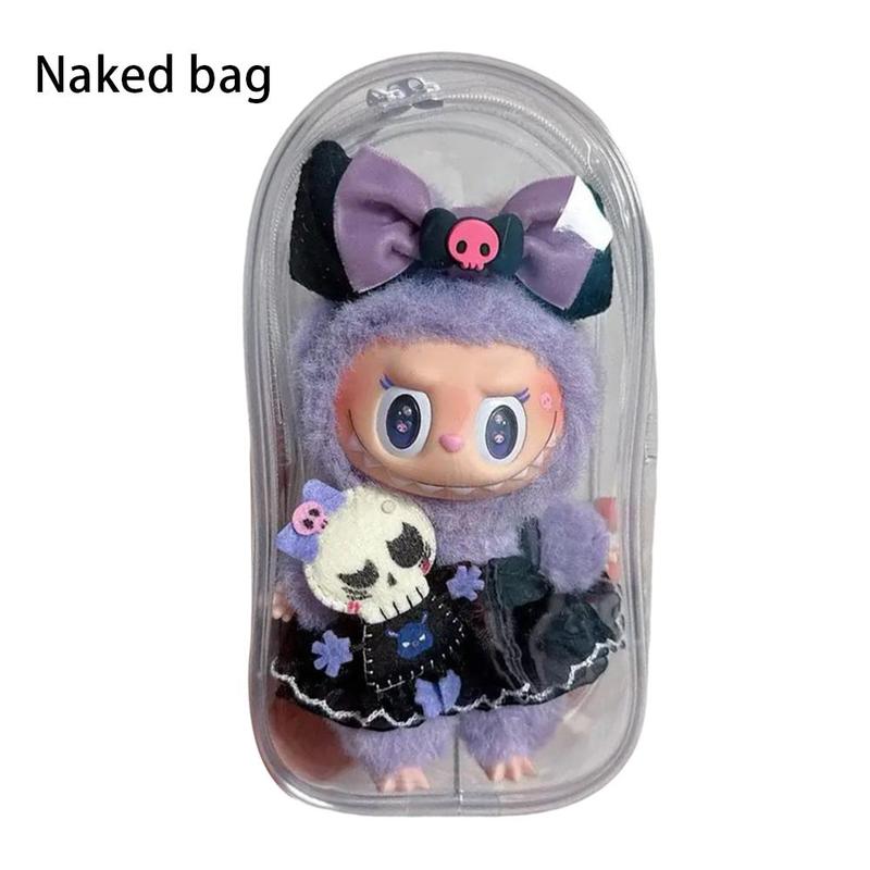 Product Introduction of [Only Bag] Transparent Storage Bag For 15-17CM LABUBU Dust Proof Cotton Doll Baby Walking 19cm Hanging Bag 21