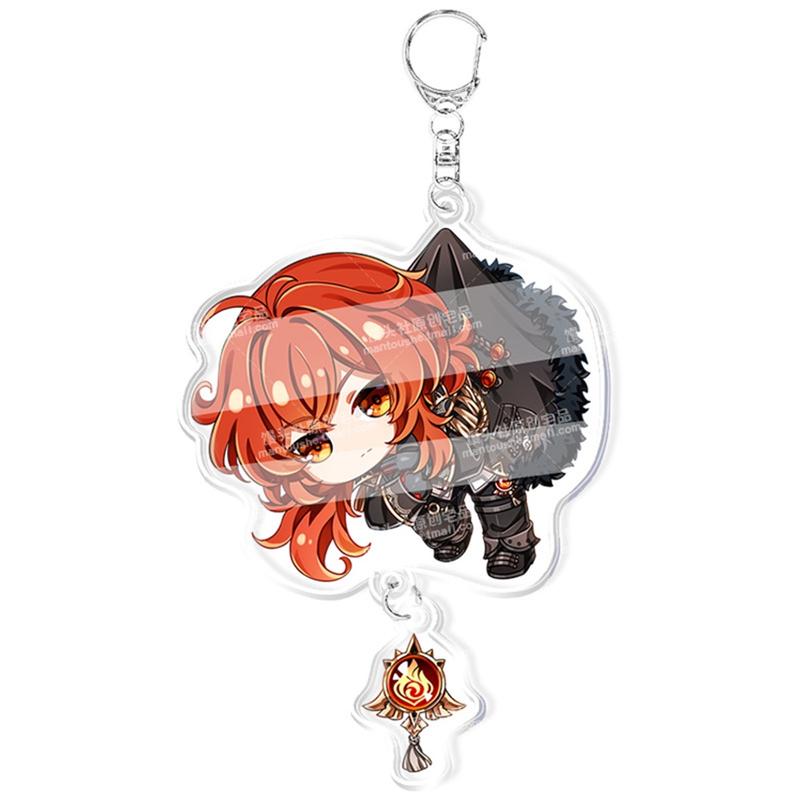 Product Introduction of Genshin Impact Keychain Acrylic Keqing Venti Diluc Klee Hung Key Chain Cosplay Accessories Women Men Backpack Pendant Key Ring 18