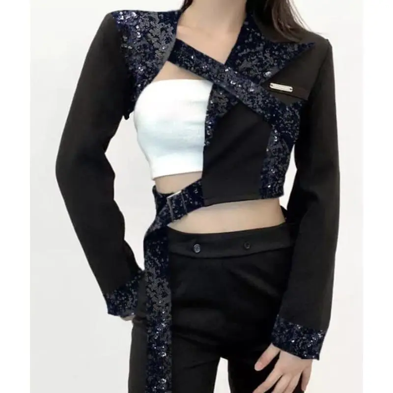 Glitter rossy crop blazer / harajuku style