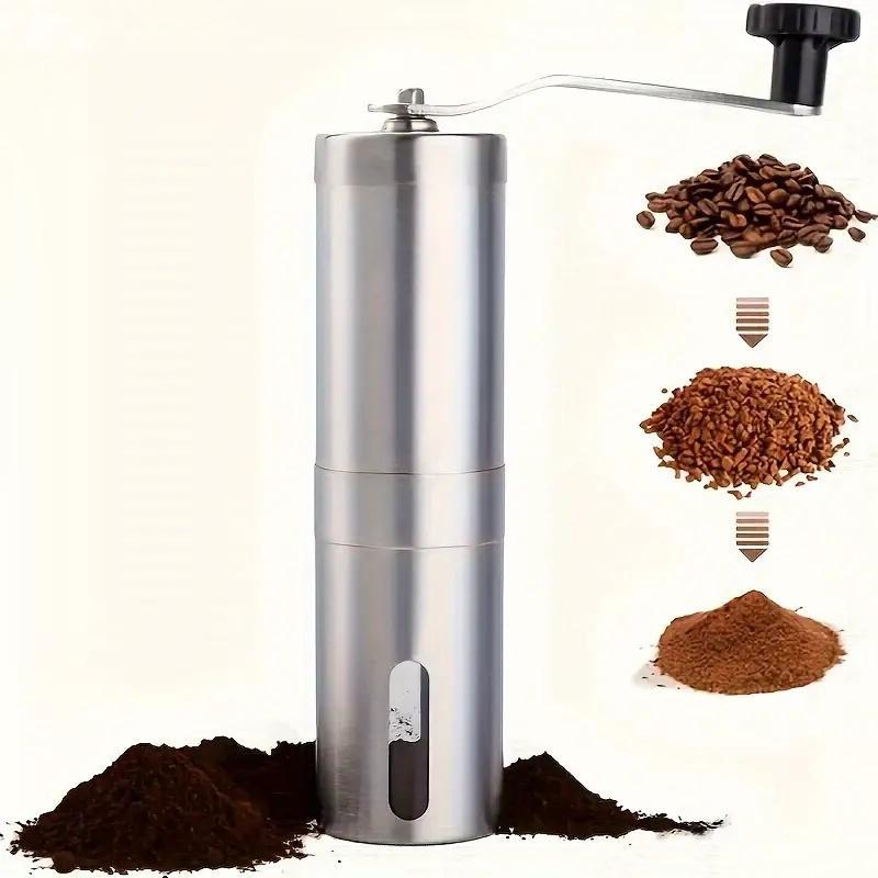 Product Introduction of Stainless Steel Manual Coffee Bean Grinding Machine, 1 Count Household Coffee Bean Grinding Tool, Small Manual Grinding Coffee Machine 6