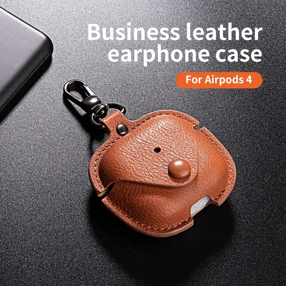 Retro Leather Case for AirPods 4 Business Earphone Cases for Apple AirPods 4 4th Generation 2024 Cover Headset Shell with Hook