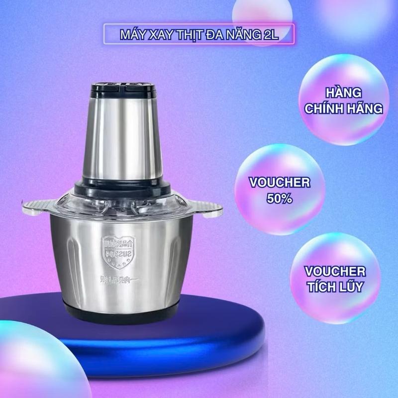 Product Introduction of ￼Máy Xay Thịt Đa Năng Cối INOX 304 2L Công Suất 250W, 4 Lưỡi Dao Xay Thịt Cá, Rau Củ, Xay Sinh Tố New New máy  xay má y máy  xay n ồ máy  xay nồi nấu noilau 2tang nồi lẩu  điện mayxay  andam 2