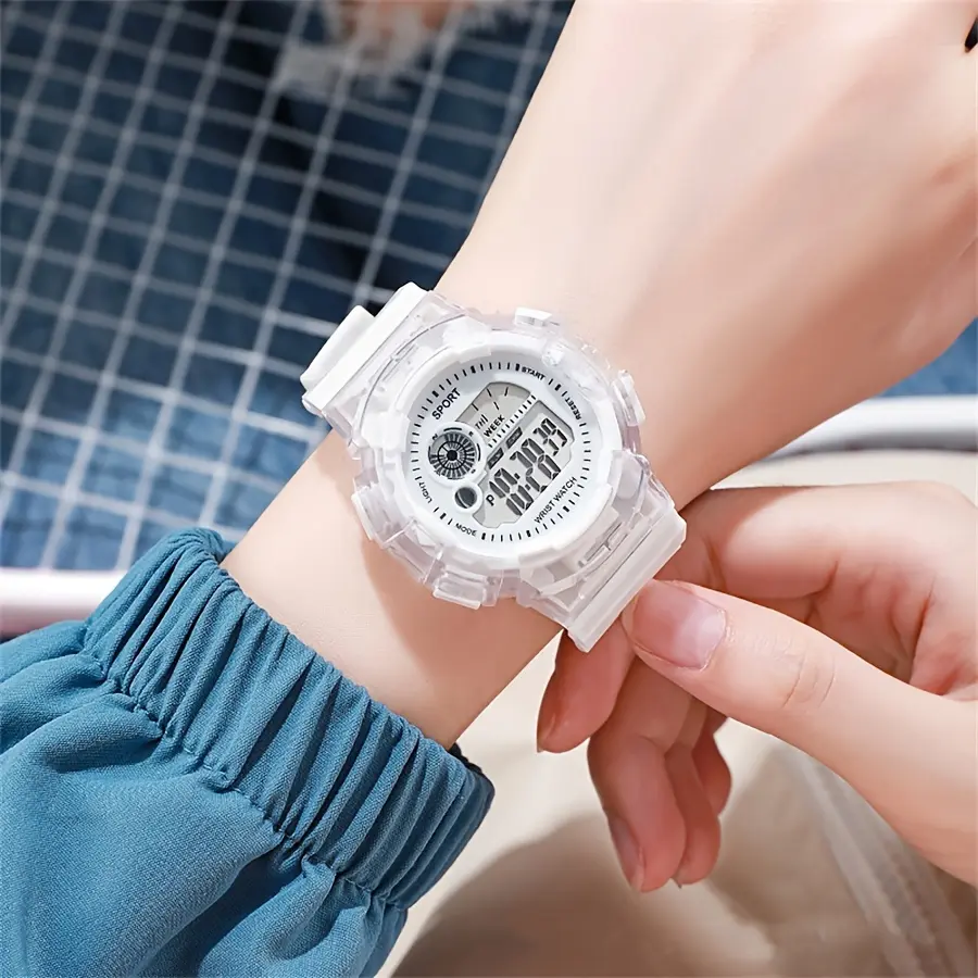 Jam Tangan Sukan Wanita,G Jam Shock  Gaya Bergaya, dengan Jalur Silikon, Lutsinar, Paparan Berkilau, Fungsi Jam randik dan Tarikh, Sesuai untuk Remaja dan Pakaian Kasual Watches