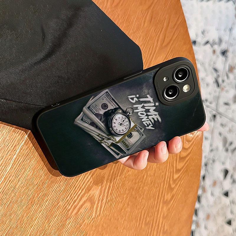 Product Introduction of Money & Watch Pattern Phone Case, Anti-drop Cellphone Protective Case, Total Protective Shockproof Mobile Phone Cover for iPhone 14