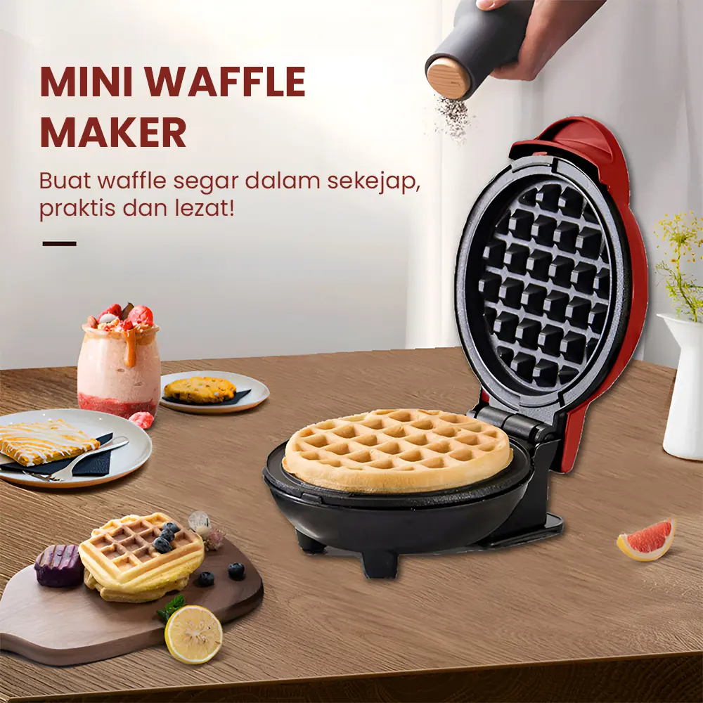AY Mini Waffle Maker Electric Pembuat Waffle Pancake Kentang