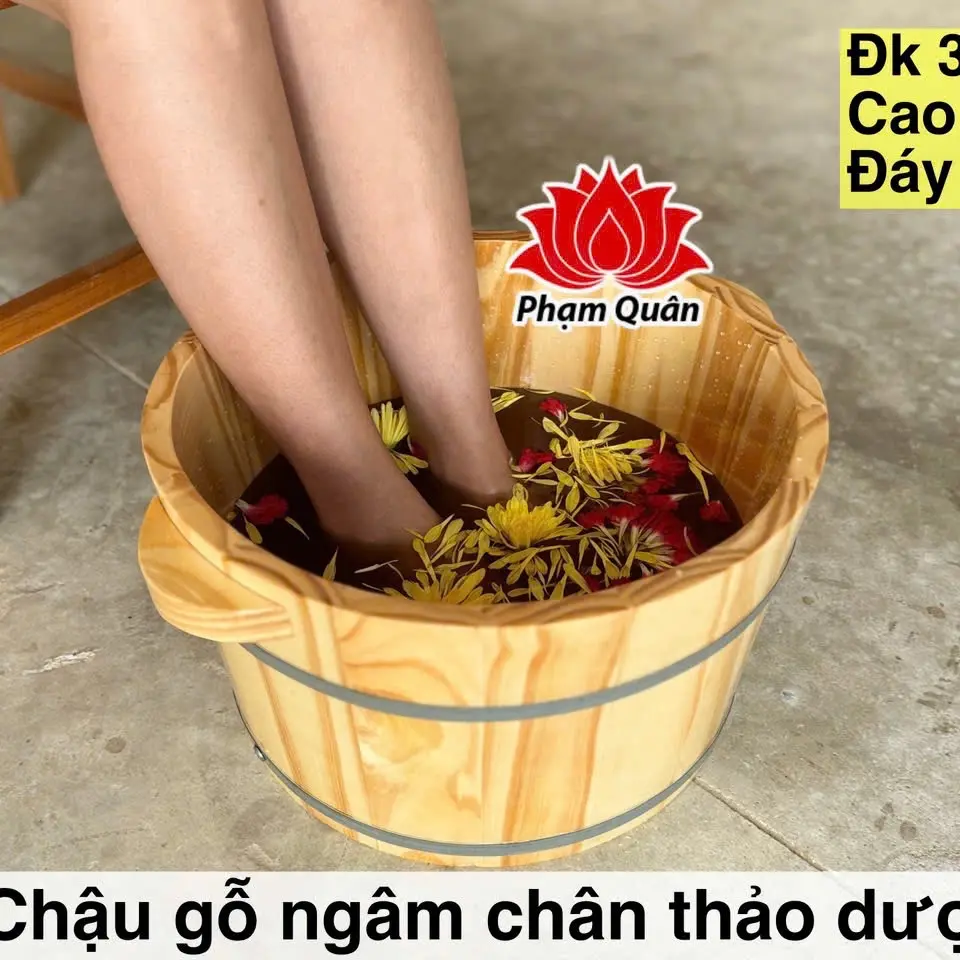 Chậu gỗ ngâm chân có hạt massage, chậu ngâm chân gỗ thông