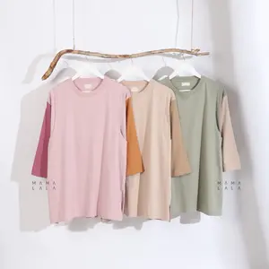 Nursing basic block tee. Kaos menyusui mamalala nursingwear. kaos  busui