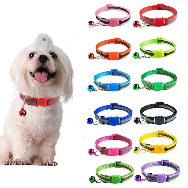 Safety Buckle Detachable Reflective with Bell Cute Pet Products Colorful Nylon Collars Accessories Necklace Cat Dog Bell Collar 0
