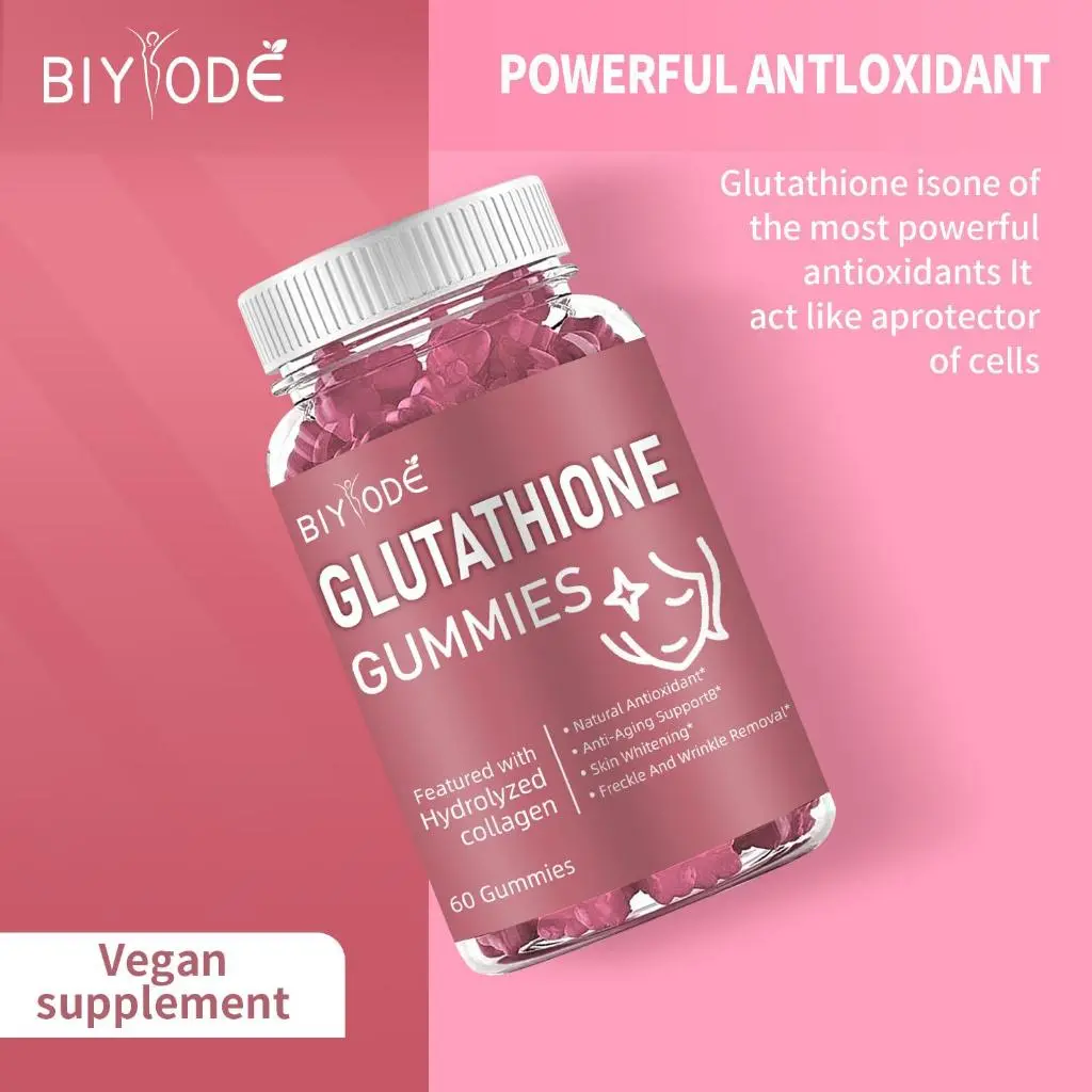24h-BIYODE Glutathione Collagen Gummies Whitening Glow Anti-Aging Gummies  Vitamin Beauty Gummies 60p