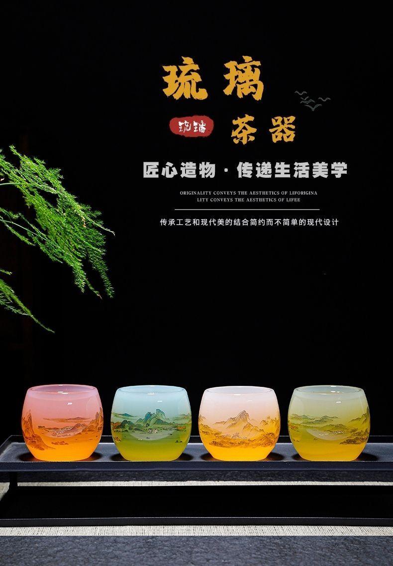 Product Introduction of Thousand-Li Landscape Jade Porcelain Glaze Master Cup Special High-End Chinese Tea Cup Landscape Cup High-End Jianzhan Guest Cup Heat Insulation 3