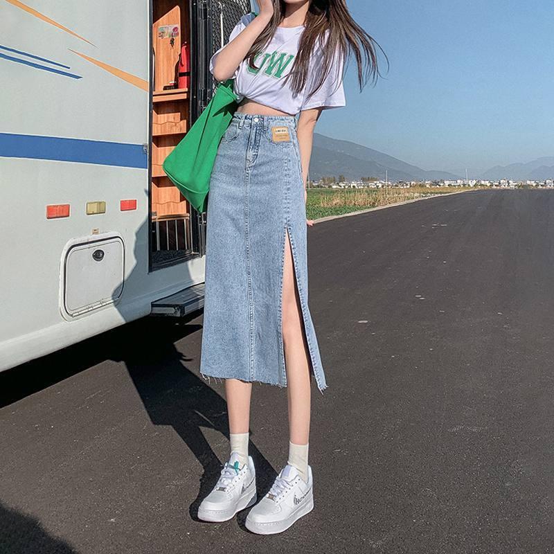  Chân Váy Denim Xẻ Tà Cạp Cao Dáng Ôm Dài Trung Bình Cho Nữ Dễ Phối Đồ Thiết Kế Đẹp Chân Váy Chữ A Bó Độc Đáo 2024 