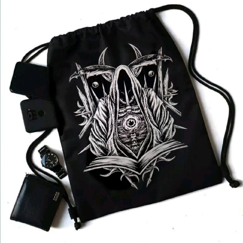 tas serut pria/ tas ransel drawstring bag waterproof polos fungsional motif sablon 1