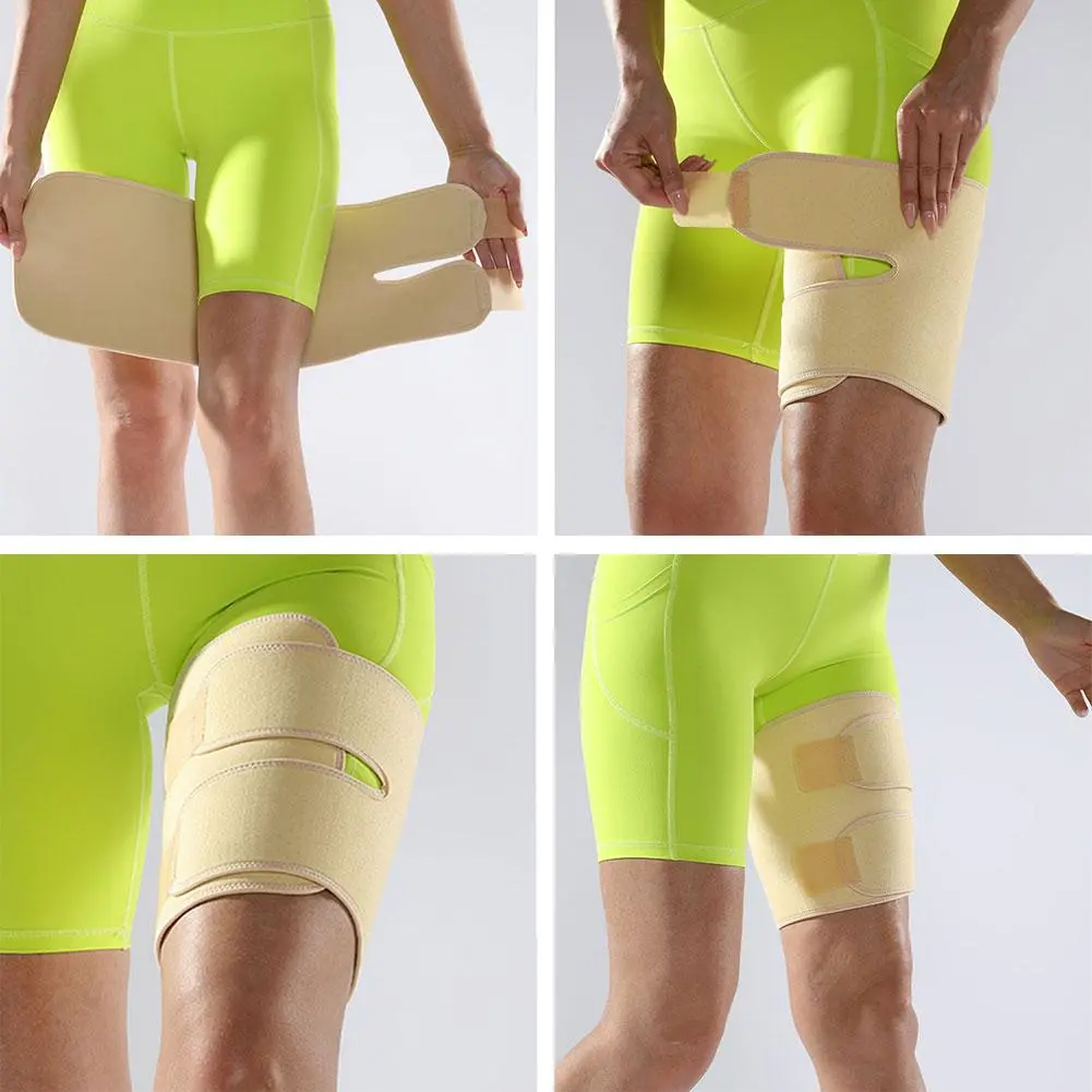 Sports Thigh Brace Support Adjustable Compressed Thigh Sleeve Wrap For Men And Women Pain R4M6