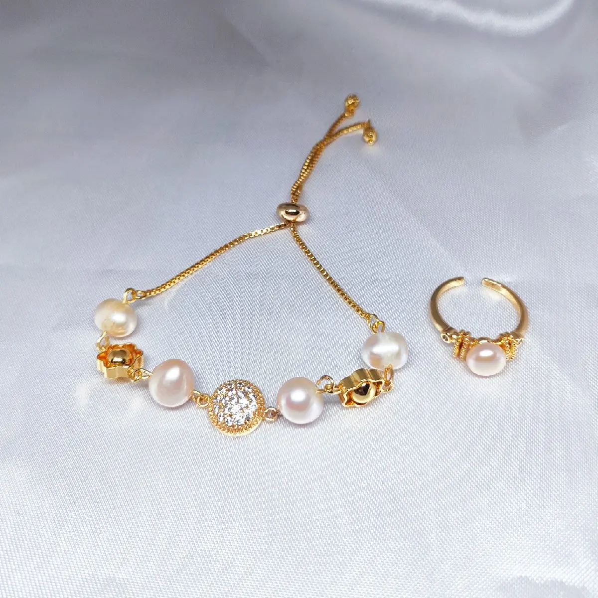 Set Gelang cincin Mutiara Tawar
