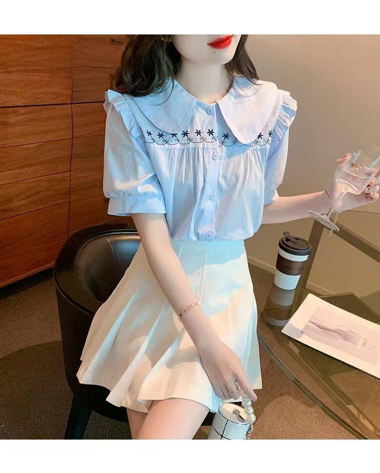 Product Introduction of Áo Sơ Mi Thêu, Cổ Búp Bê, Dành Cho Nữ, Hàng Mới Về Mùa Hè 2023, Tay Phồng Cao Cấp, Thiết Kế Sành Điệu, Dễ Phối Đồ 11