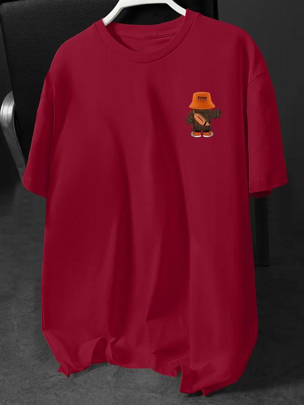 Men's Regular Fit Plain Round Neck Short Sleeve Graphic Tee, Casual Crew Neck T-shirt for Daily Wear, Men's Top for All Seasons, Tropical 6