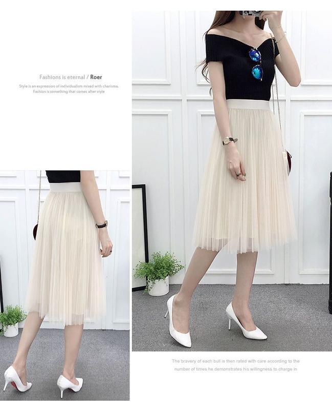 Product Introduction of Fashionable, elegant, casual, versatile mesh skirt, pleated skirt, A-line skirt, high waisted, slimming, versatile skirt, fairy skirt, small and fresh, large hem mesh skirt 11