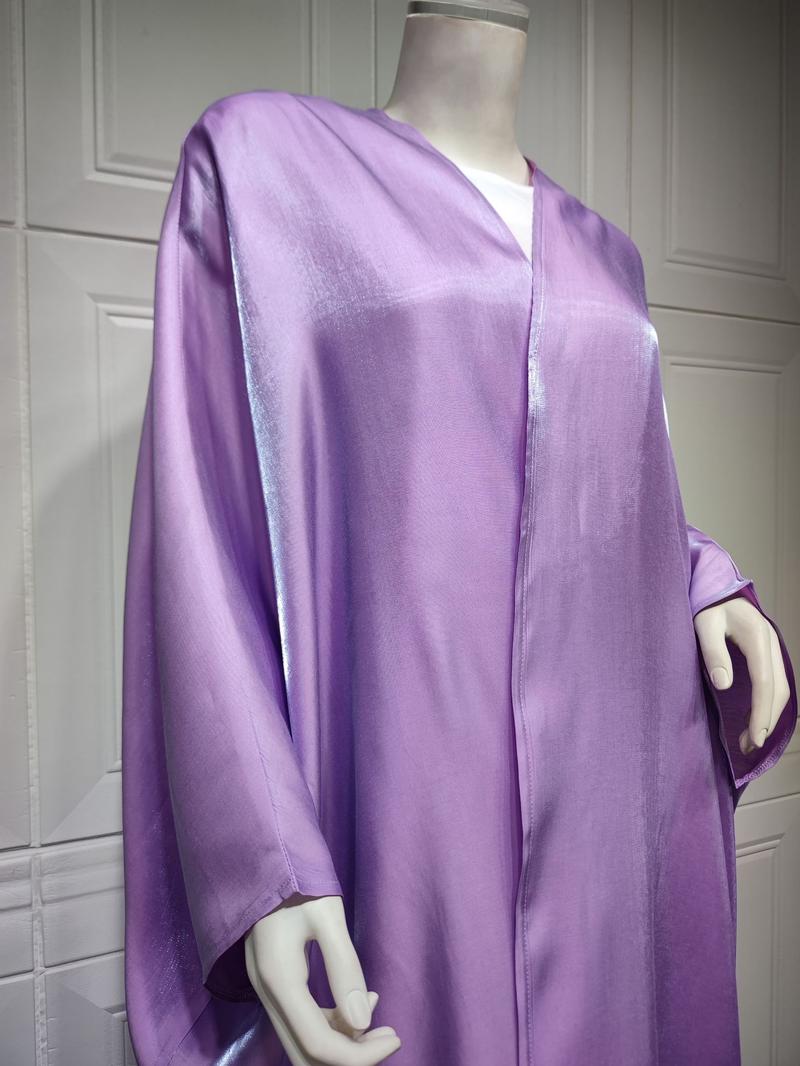 Product Introduction of 1pcs new solid color plus size ladies dress Muslim fashion bat sleeve robe 27