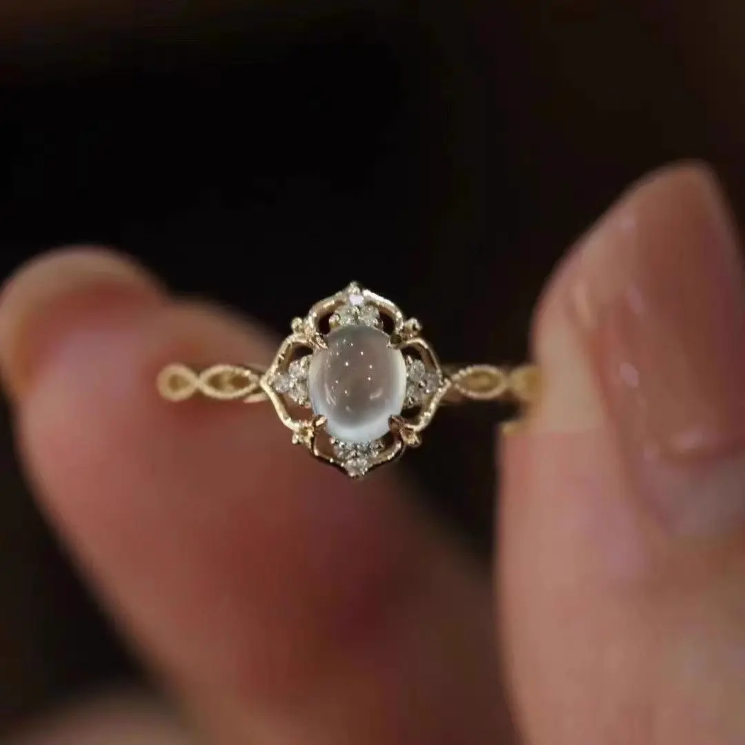 Vintage Style Geometric Ring with Moonstone