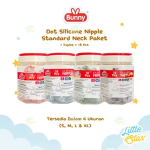 Lusty Bunny Dot Bayi Bulat Silicone Reguler Baby Nipple Karet Basic Standard Neck isi 18 BPA Free